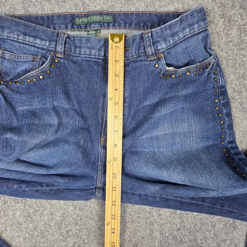 Lauren Ralph Lauren Studded Jeans Women 12 Blue Cotton Bootcut Embellished Denim